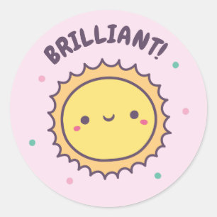 Briljante Mooie Zon Positieve Beloning Ronde Sticker