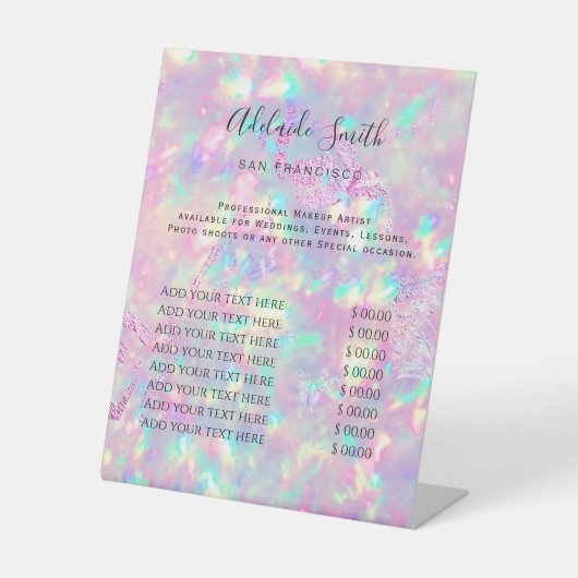 briljante opal prijslijst Pedestal Sign Reclamebord Met Voetstuk (Voorkant)