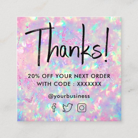 Briljante Opal Texture-kortingskaart Vierkante Visitekaartje (Voorkant)