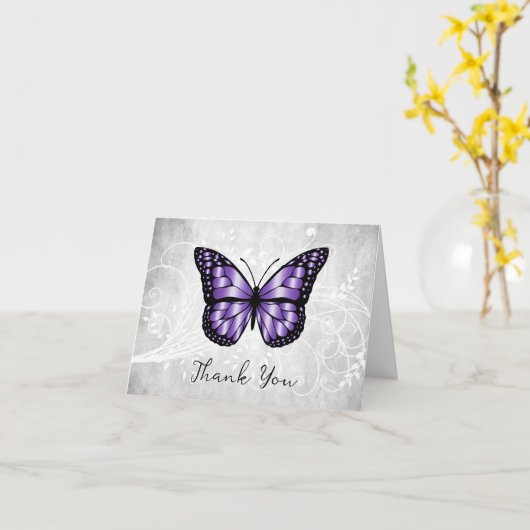 Briljante Paarse vlinder Hartelijk dank Kaart (Gele Bloem)