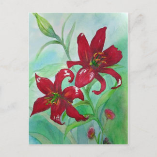 Briljante Red Fine Art Waterverf Flowers Lindsey Briefkaart
