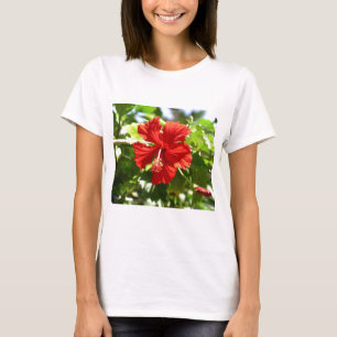 Briljante Red Hawaiian Hibiscus Flower T-shirt