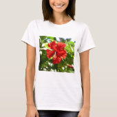 Briljante rode Hawaiian Hibiscus Flower T-shirt (Voorkant)