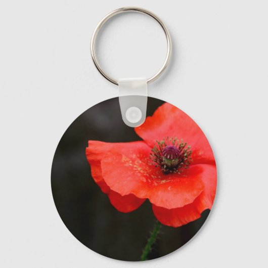 Briljante rode papaver sleutelhanger (Voorkant)