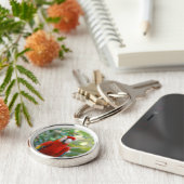 Briljante rode papegaaien Sleutelhanger (Zijkant)