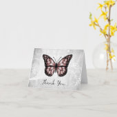 Briljante roze vlinder Hartelijk dank Kaart (Gele Bloem)