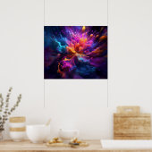 Briljante Stromende Kleuren Abstracte Digitale Pos Poster (Keuken)