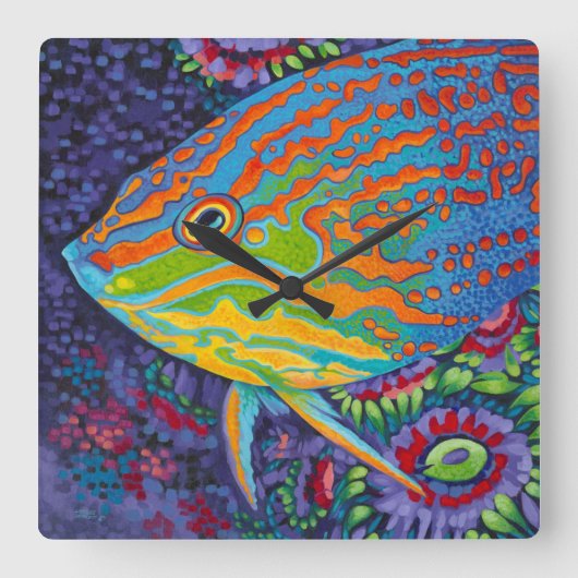 Briljante tropische vissen I Vierkante Klok (Voorkant)