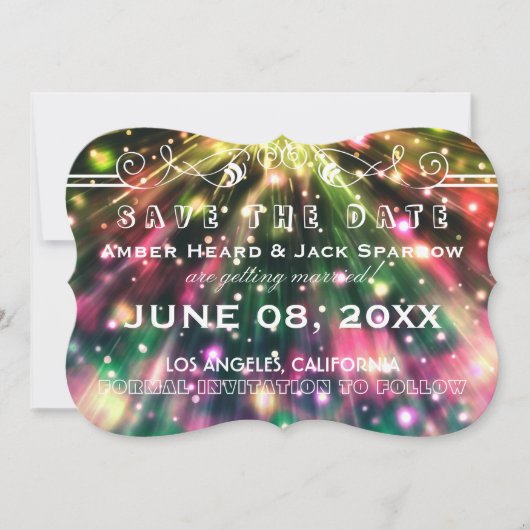 Briljante Vuurwerk Bruiloft Save the Date Kaarten (Voorkant)