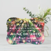 Briljante Vuurwerk Bruiloft Save the Date Kaarten (Staand voorkant)