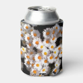 Briljante witte dagen op zwarte Florale kunst Blikjeskoeler (Blikje Voorkant)