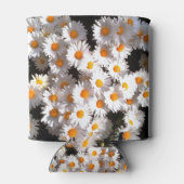 Briljante witte dagen op zwarte Florale kunst Blikjeskoeler (Achterkant)