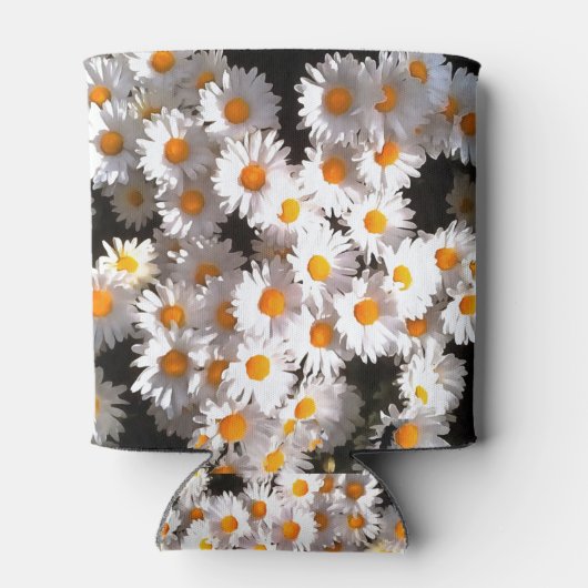 Briljante witte dagen op zwarte Florale kunst Blikjeskoeler (Achterkant)