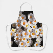 Briljante witte dagen op zwarte Florale kunst Schort (Voorkant)