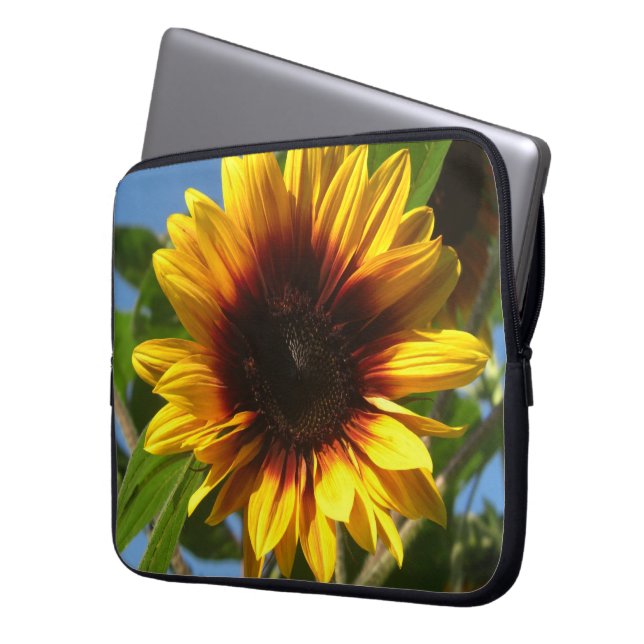 Briljante zonnebloemlaptophoes laptop sleeve (Voorkant Links)