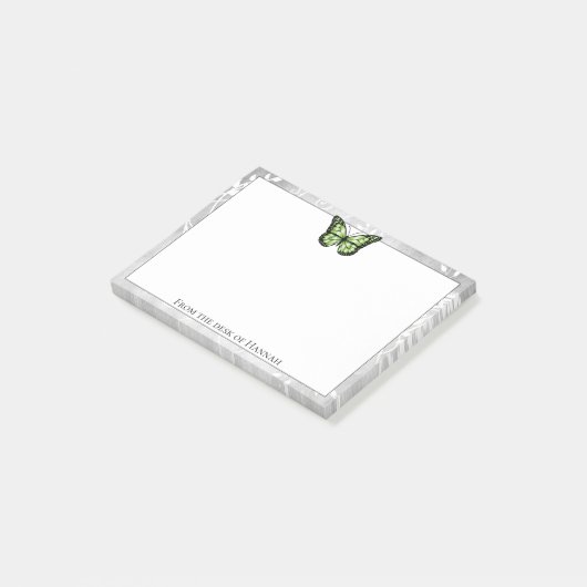 Briljantgroene notities over vlinder post-it® notes (Schuin)
