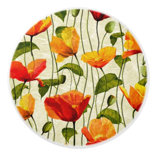 Briljantpapaver Keramische Knop (Voorkant)