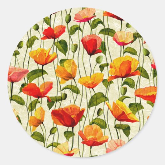 Briljantpapaver Ronde Sticker (Voorkant)
