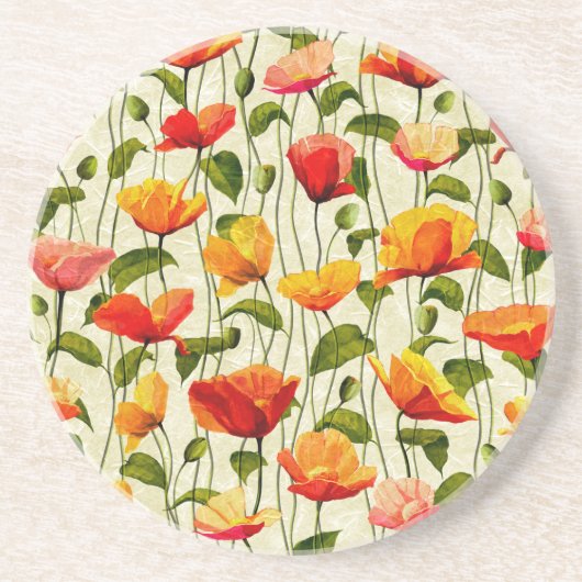 Briljantpapaver Zandsteen Onderzetter (Voorkant)