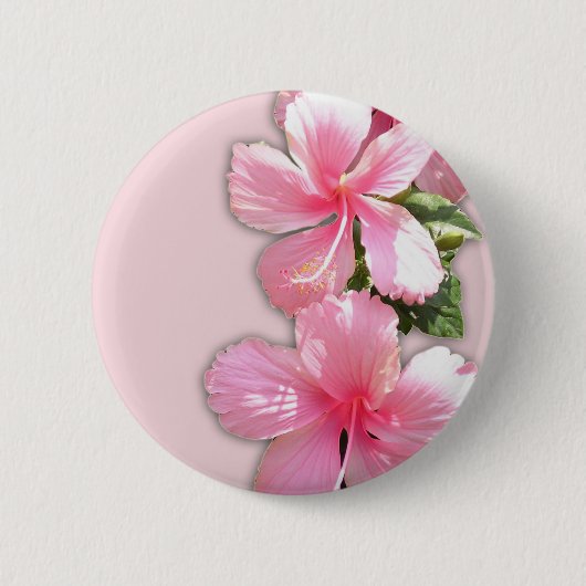 Briljantroze Hawaiian Hibiscus Flowers Ronde Button 5,7 Cm (Voorkant)