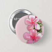 Briljantroze Hawaiian Hibiscus Flowers Ronde Button 5,7 Cm (Voorkant /achterkant)