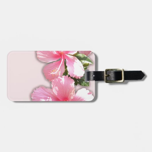 Briljantroze Hibiscus Flowers Bagagelabel (Voorkant horizontaal)
