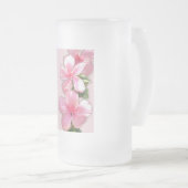 Briljantroze Hibiscus Flowers Matglas Bierpul (Voorkant rechts)