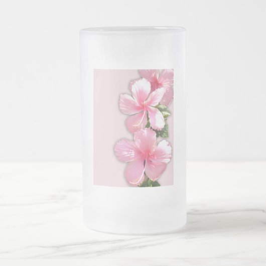 Briljantroze Hibiscus Flowers Matglas Bierpul (Center)