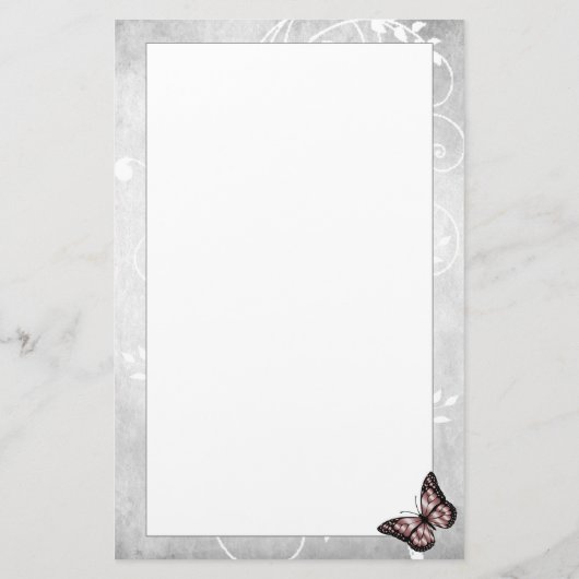 Briljantroze vlinderstationerie briefpapier (Achterkant)