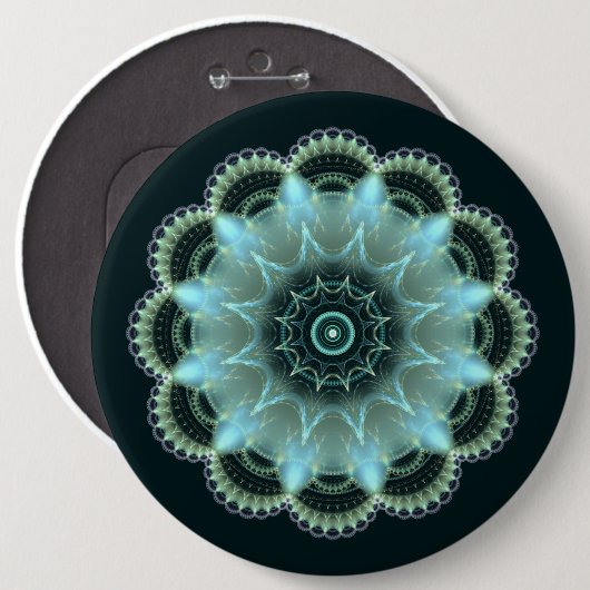 Briljantsterfractal mandala ronde button 6,0 cm (Voorkant /achterkant)