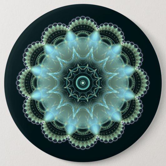Briljantsterfractal mandala ronde button 6,0 cm (Voorkant)