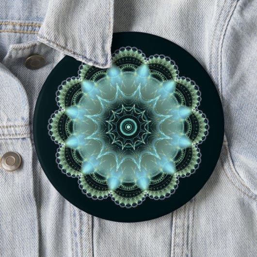 Briljantsterfractal mandala ronde button 6,0 cm (In situ)