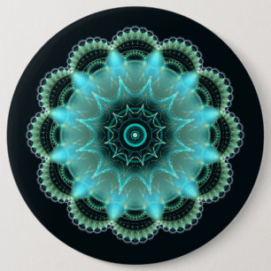Briljantsterfractal mandala ronde button 6,0 cm