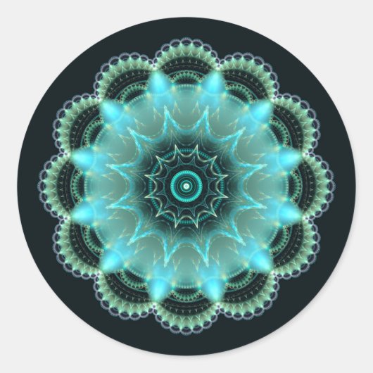 Briljantsterfractal mandala ronde sticker (Voorkant)