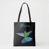Briljbriljante Hummingbird Gepersonaliseerd Naam Tote Bag (Voorkant)