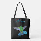 Briljbriljante Hummingbird Gepersonaliseerd Naam Tote Bag (Achterkant)
