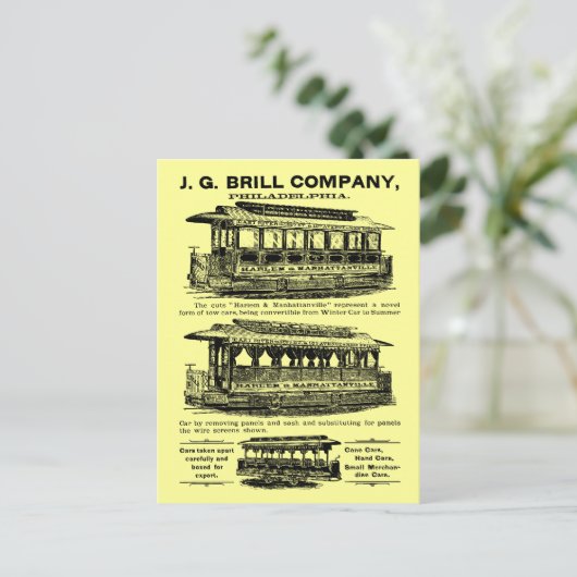 Brill Company Streetcars en Trolleys Briefkaart (Staand voorkant)