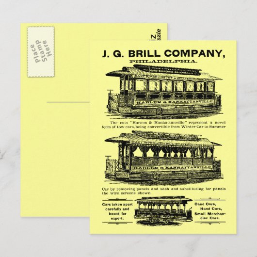 Brill Company Streetcars en Trolleys Briefkaart (Voorkant / Achterkant)