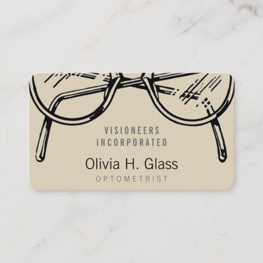 Brillen Eyeslijtage Cream Faux Flannel Visitekaartje (Voorkant)