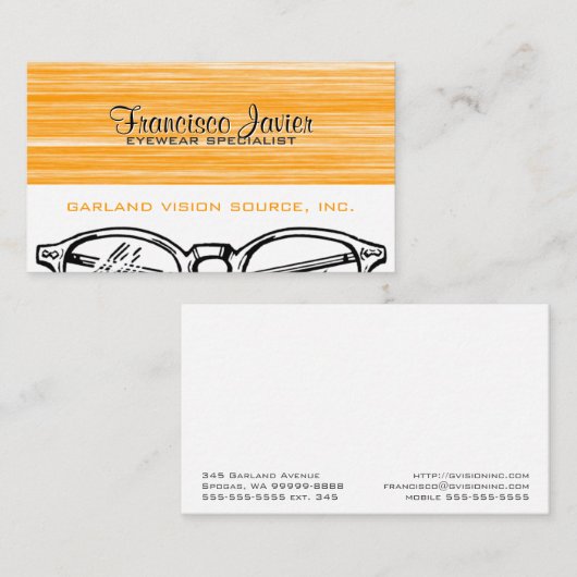 Brillen Eyeslijtage Optometry Vision Scratchy Visitekaartje (Voorkant / Achterkant)