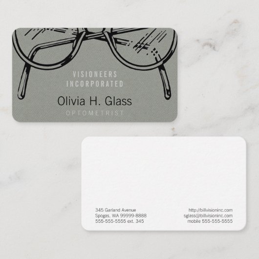 Brillen Grijze faux-flatel Visitekaartje (Voorkant / Achterkant)