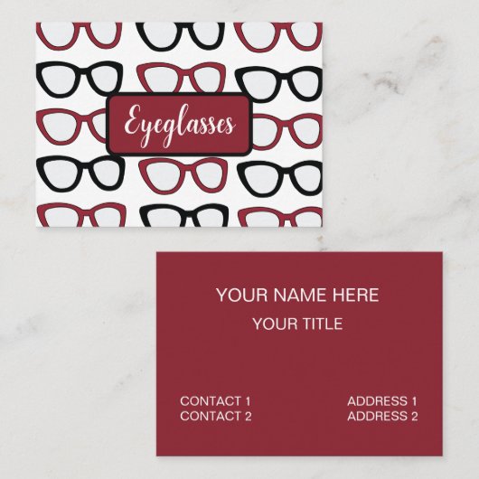 Brillen Zien Bril Optometrist Visitekaartje (Voorkant / Achterkant)