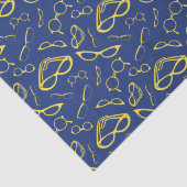 brillenpatroon in geel en marineblauw tissuepapier (Detail)