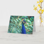 Brilliance in Blauw & Groen Pauw Wenskaart Kaart (Gele Bloem)