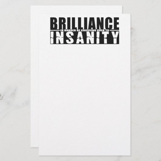 BRILLIANCE VS INSANITY custom briefpapier (Voorkant / Achterkant)