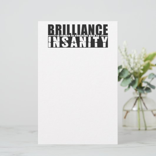 BRILLIANCE VS INSANITY custom briefpapier (Staand voorkant)
