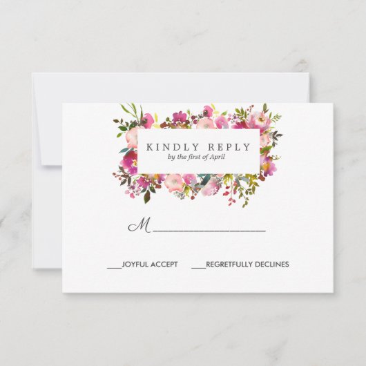 Brilliant Bloom Frame Trouwreactie RSVP (Voorkant)