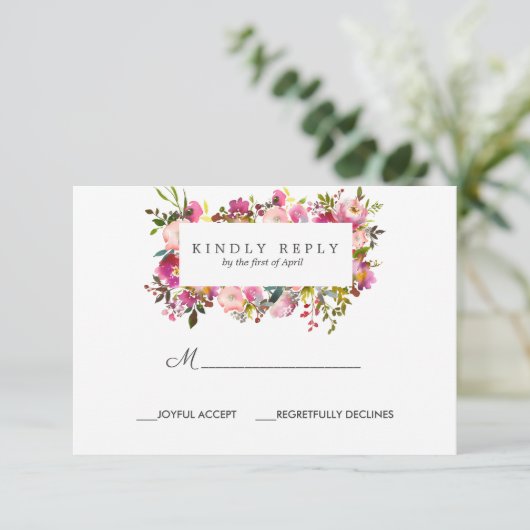 Brilliant Bloom Frame Trouwreactie RSVP (Staand voorkant)