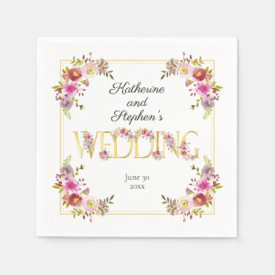 Brilliant Blooms   Gouden Letters Waterverf Bruilo Servet