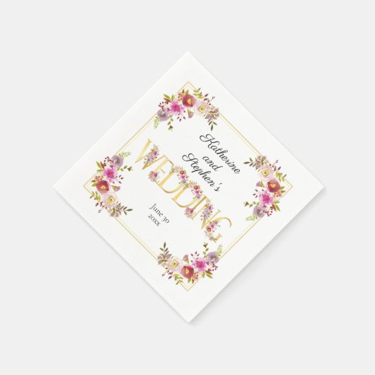 Brilliant Blooms | Gouden Letters Waterverf Bruilo Servet (Hoek)